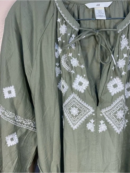 H&M Cotton Embroidered Midi Dress - Picture 11 of 11